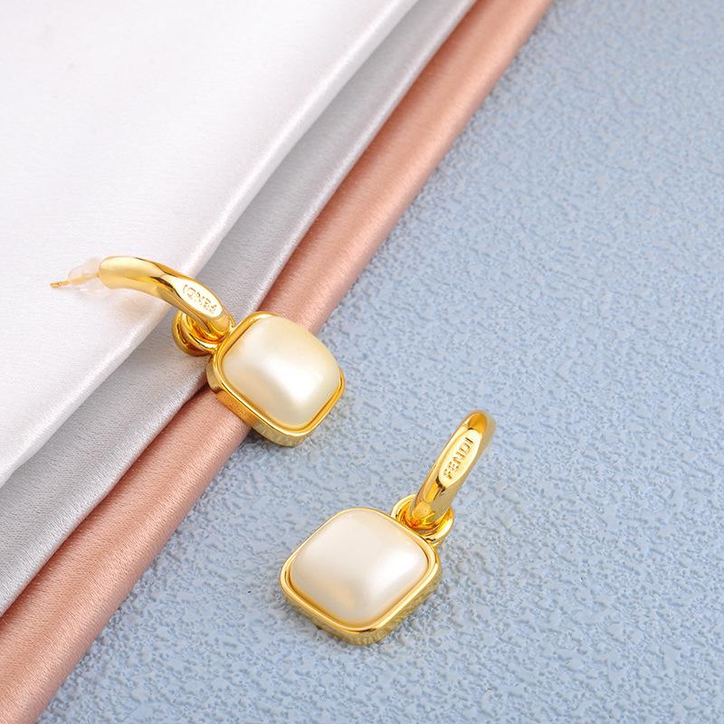 French Tassel Drop Earrings, Square Pearl Studs, Simple Earrings, Modern Statement Dangle Jewelry