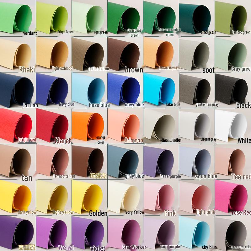 Yuanhao Extra Thick 250g Large Cardstock Sheets: Macaron Morandi Colors (Green, Red, White, Blue, Black, Pink, Yellow, Orange, Grey)