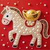 The Golden On The Horseback Full 5D DIY Pearl Gem Art Diamond Painting Kits for Adults/Beginners Gift Idea Home Decor 15.7x15.7in