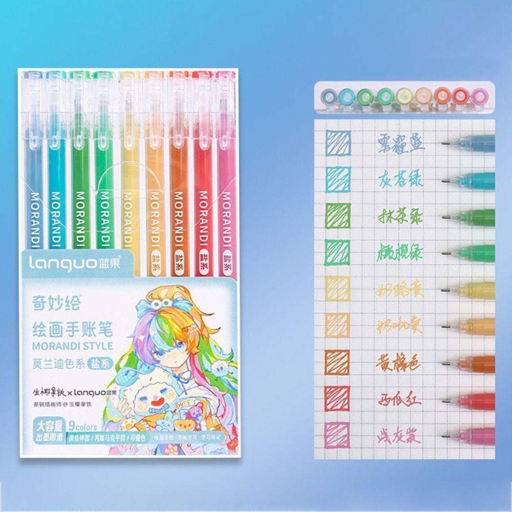 Kawaii Vintage Morandi Gray Pens Set Multi Color Gel Ink Pens Marker Liner Ballpoint Pen School Office Stationery Gift Pen