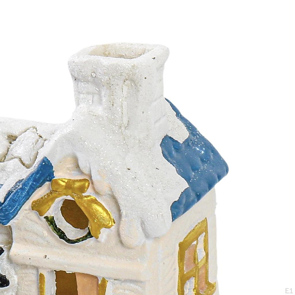 Mini Resin Christmas Building Birthday Gift Multipurpose with Light for Table Living Room Holiday