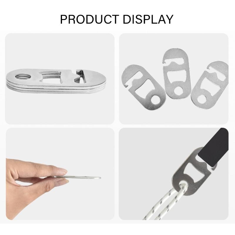 Tent Cord Adjuster Clip 20kg Secures Grip Easy Operations Stainless Steel Outdoor Shelter Accessories Adjustable Buckles
