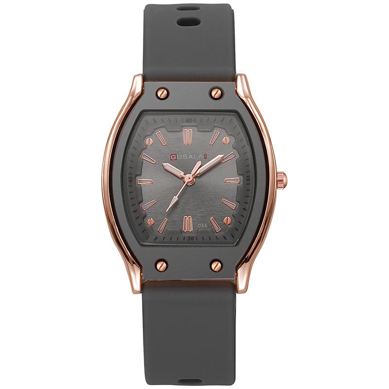 Xiaoxiangfeng Wine Barrel Square Women S Silicone Watch High Value Women S Watch Student Women S Niche Quartz Watch серый