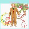 Adorable Christmas Gingerbread Man Kids Costume Cosplay Bodysuit