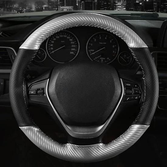 Car Steering Wheel Cover 15 inch/38 cm Soft Fiber Leather  Anti-slip Steering-Wheel Braid Stitch On Wrap With Needle Thread