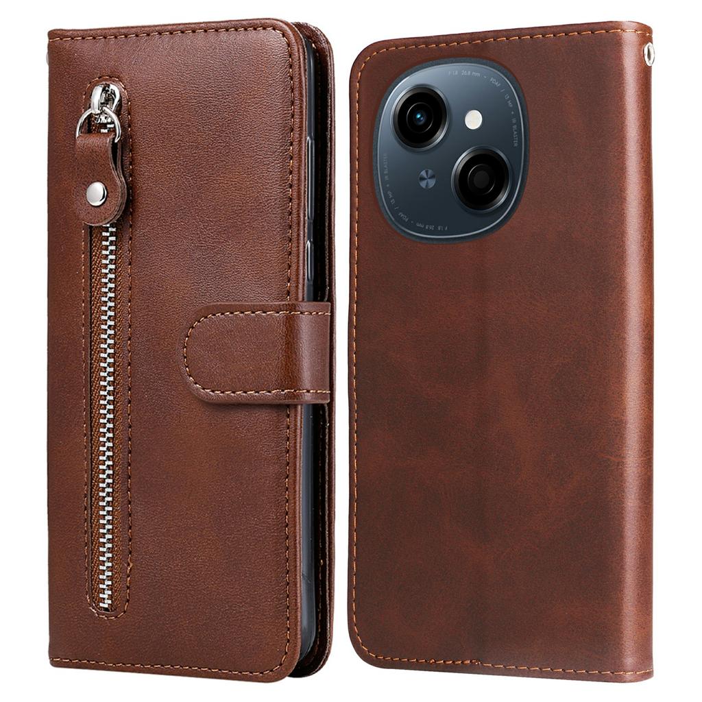 Zipper Wallet Case for TECNO Spark Go 2025/Spark Go 1/Pop 9 4G Calf Texture Leather Phone Cover