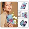 Flower Wristband Detachable Wallet Cards Holder Case for Samsung Galaxy S25 S24 S23 Ultra S22 Plus Note 20 Magnetic Cover