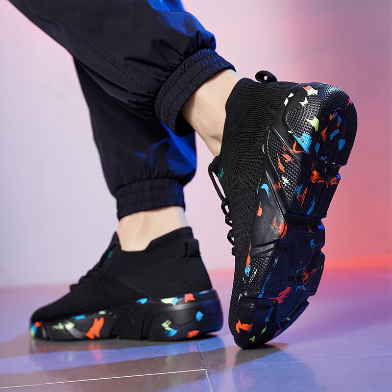 Fashion Lover Sneakers Men Women Sock Shoes Lady Plus Size Light Walking Shoes Camouflage Student Shoes Breathable Non-Slip