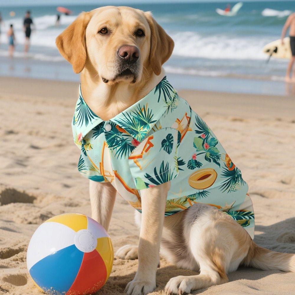 Comfortable Pet Summer T-Shirt Soft Dog Short Sleeve Dog Hawaiian Style Clothes Beach Travel