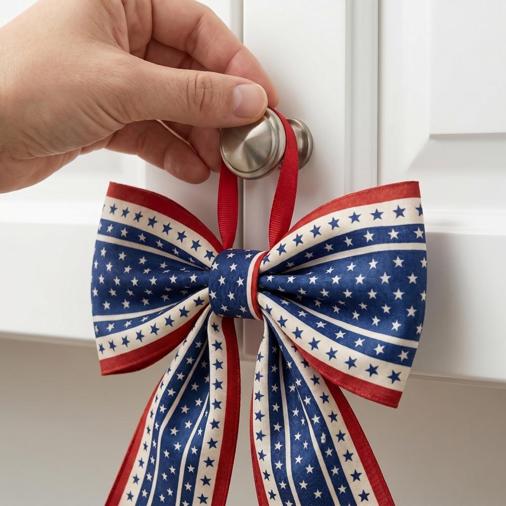 Patriotic Table Runner Banner for Independence Day Holiday Celebration American Flag Style Decorative Bow for Indoor Outdoor Use