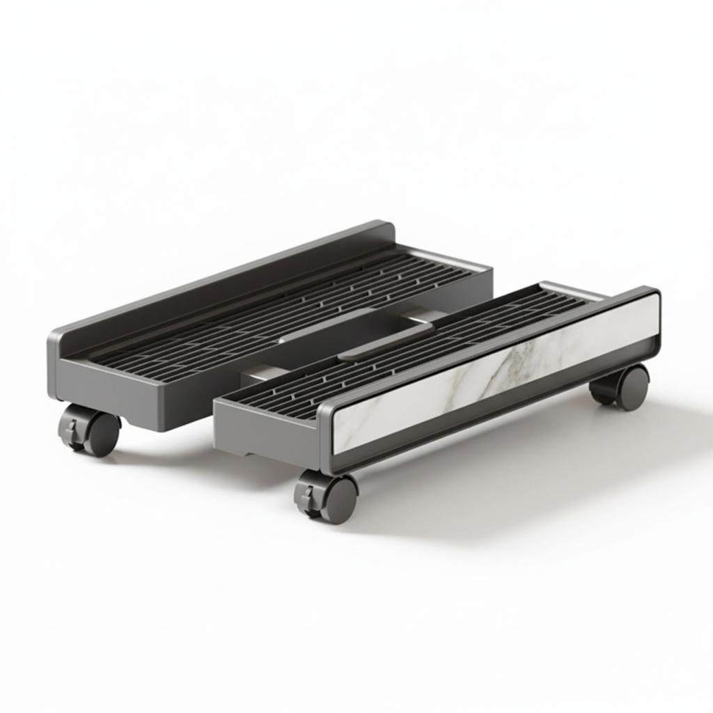 Adjustable Mobile CPU Stand with Locking Caster Wheels Computer Mobile Cart Holder for Office Gamers and Students