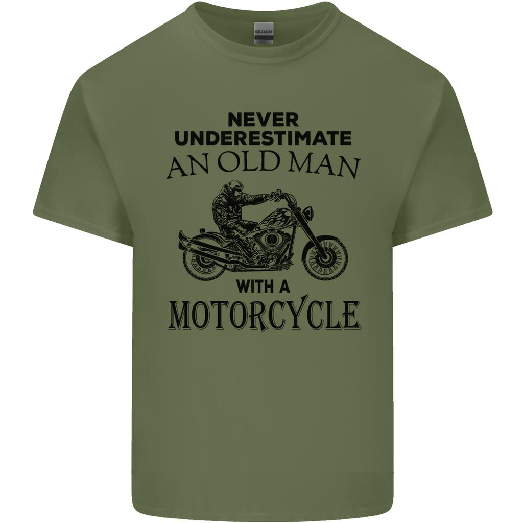 Old Unisex With a Motorcycle Biker Motorcycle Unisexs Light Cotton TShirt