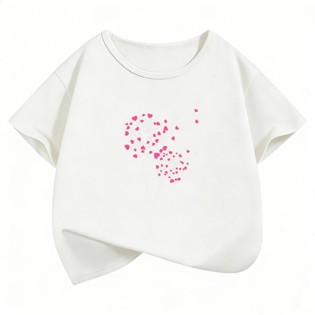 Fashion Summer Spring Flower Love Heart T Shirts Floral Funny Graphic Kids Children's T-shirt Boys Girls Casual Top Tee