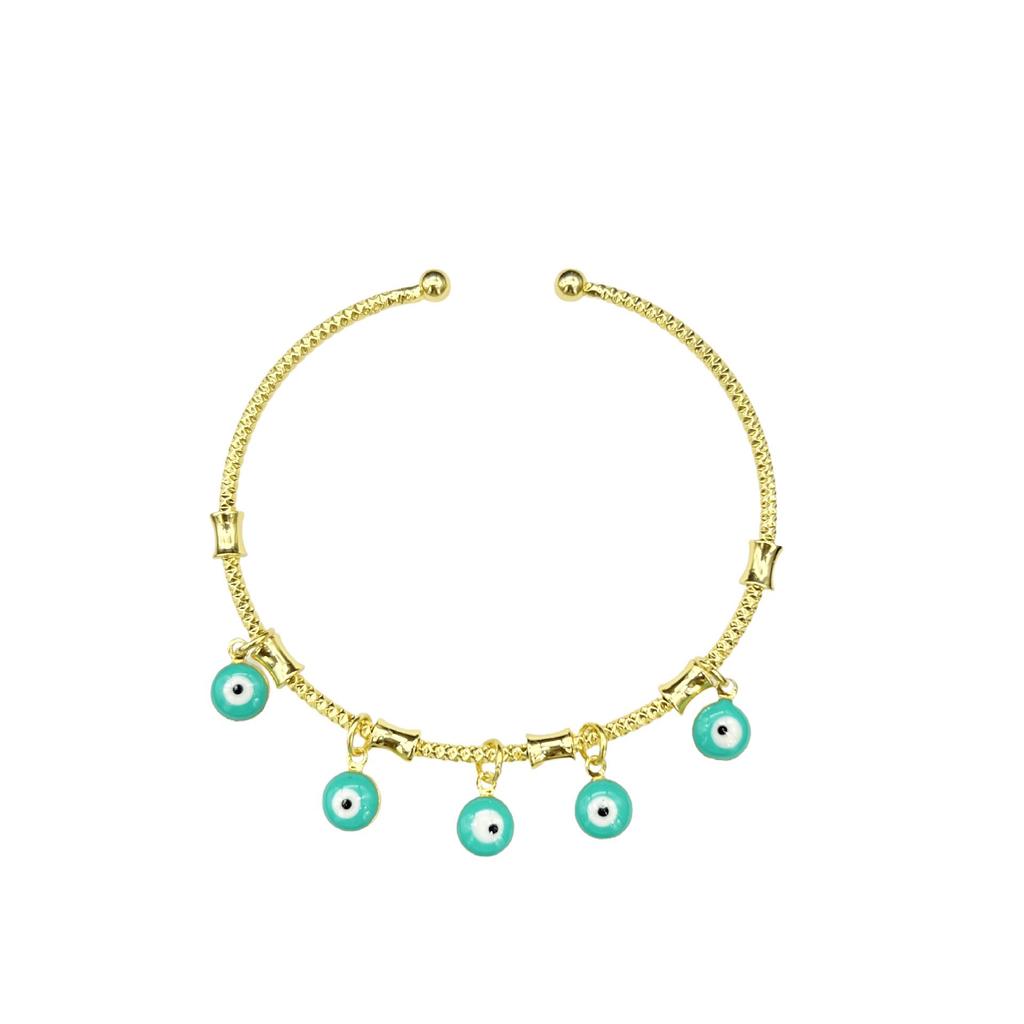 Zircon-Embellished Evil Eye Bracelet with Blue Accents
