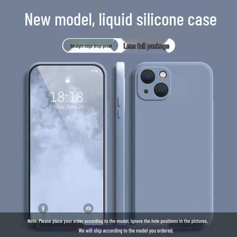 

Apple 13 Liquid Silicone Drop-proof Solid Color Full Coverage Case - Premium Skin-friendly Simple Style Protection Apple 13 шифер серый