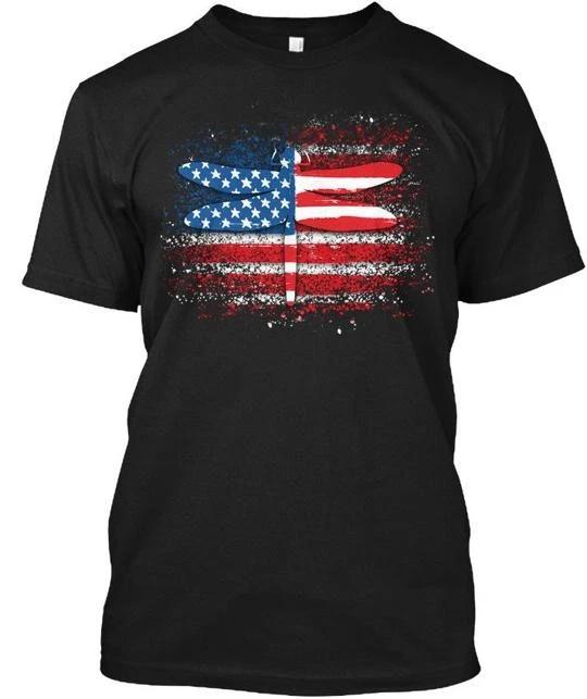 

Dragonfly Us Flag T shirt Made in the USA Size S to 5XL L