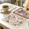 Elegant American Style Floral PU Leather Placemats Heat-Resistant Waterproof Durable Table Mats Dining Room Kitchen