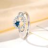 Adjustable Zirconia Ring with Blue Diamond Star Design