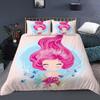 Bedding Set Girls Mermaid Duvet Cover Set With Pillowcase Cartoon Edredones Niños Girl Princess Quilt Cover Full Size Bedspread