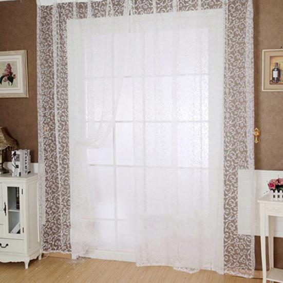 Printed Sheer Voile Home Window Door Divider Drape Curtain