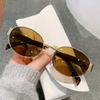 2PCS Korean Retro Metal Oval Frame Women's Sunglasses Men's Small Frame UV Resistant Glasses Outdoor Sunshade Glasses