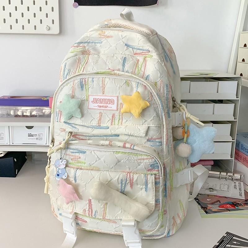 Children's Schoolbags Elementary School Girls Junior High School Students Cute Girl Striped Backpack