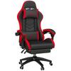 Synthetic Leather Gaming Chair Reclinable 135 Degrees Headrest and Footrest 65x65x121-129 Cm Black and Red
