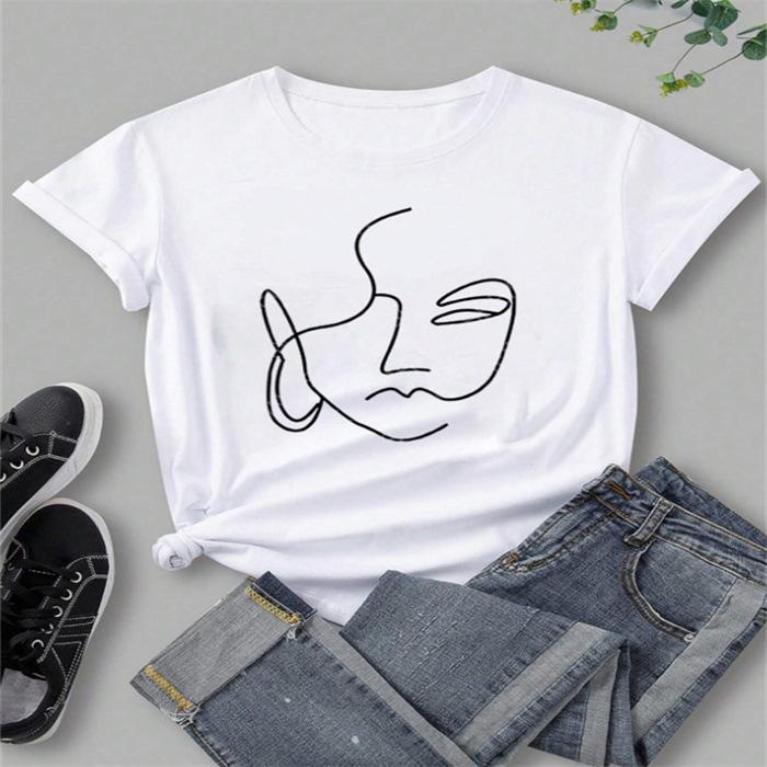 

Short-sleeved T-shirt European and American summer new women s fashion casual home commuting versatile round neck short-sleeved T-shirt 5XL білий