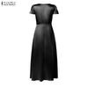 ZANZEA Women Elegant Square Collar Casual Short Sleeve Long Dress