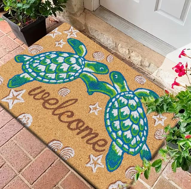 

Turtle Door Mat Welcome Carpet Hawaiian Style Anti Slip Soft Comfortable Bedroom Living Room Dining Room Kitchen Entrance Mat 40cmx60cm