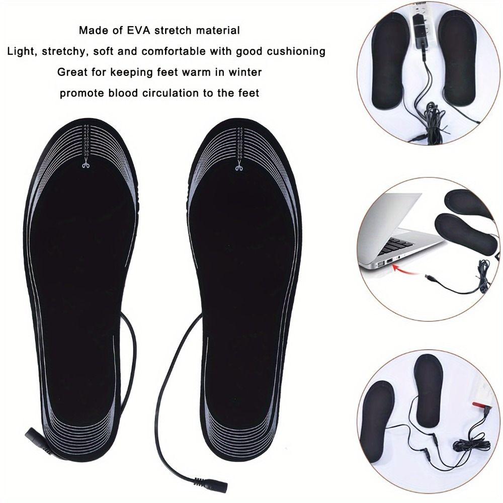 Cuttable USB Heated Shoe Insoles Rapid Heating Electric Foot Warming Pad Winter