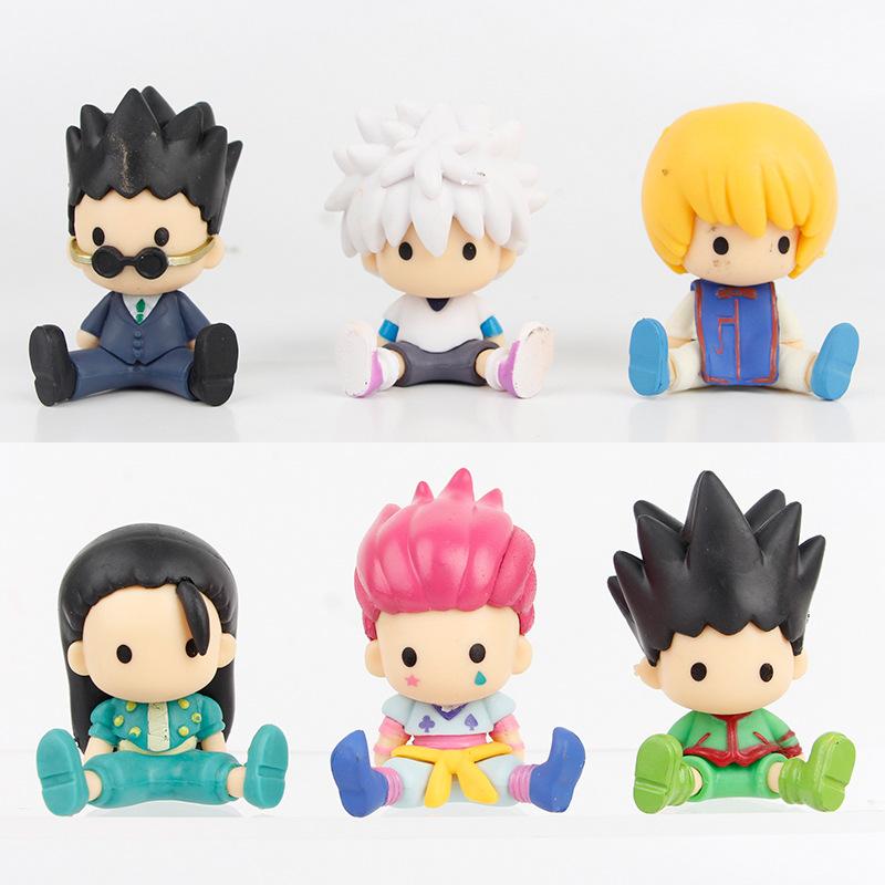 Cartoon Hunter x Hunter Anime Figure Q Version Sitting Killua Zoldyck Gon Figure Toy Doll Car Decoration Statue Model Gift