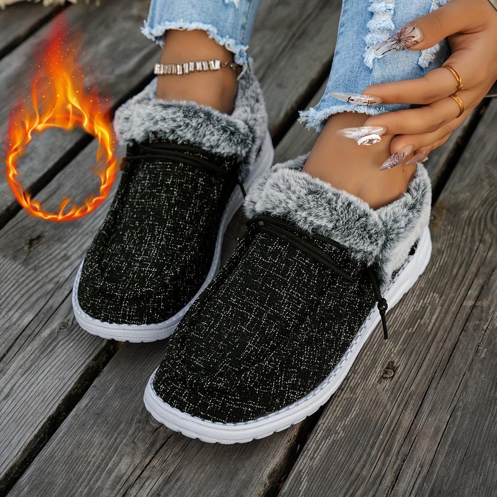 Women's Cotton Boots 2025 Fall/Winter Women's Warm Indoor/Outdoor Casual Slip-On Fleece-Lined Thickened Cotton Boots Size 45