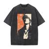 Ichigo Kurosaki BLEACH Anime Outfit Unisex Locker geschnitten Kurzarm Gewaschenes Vintage Baumwoll-T-Shirt