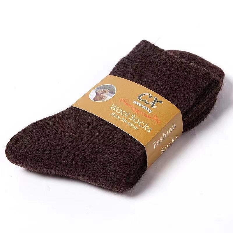 Men's Thickened Wool Mid-Calf Socks - Autumn Winter Warm Solid Color Fashion