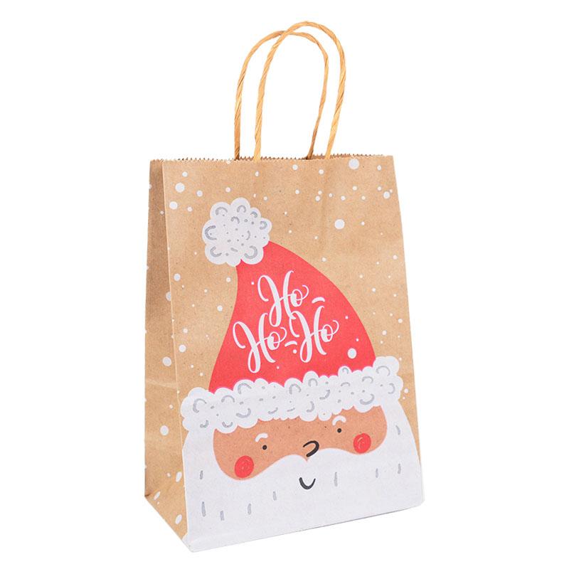 5pcs Kraft Paper Gift Bags Merry Christmas Candy Cookie Packaging Bag Boxes Natal Kids Favors 2025 New Year Party Decoration