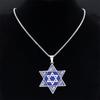 Je Hexagram Judaica Symbol Blaue Farbe Anhänger Halskette Edelstahl Davidstern Schild Halsketten Schmuck colar N2808S02