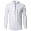Men's Renaissance Shirt Pirate Medieval Viking Top Cotton Linen Shirts Men Long Sleeved Halloween Costume