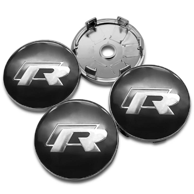 4Pc 55mm 56mm 60mm 65mm Car Wheel Center Hub Cap Rim Cover Stickers For Volkswagen VW GTI R-Line R Polo T5 Golf Passat Scirocco