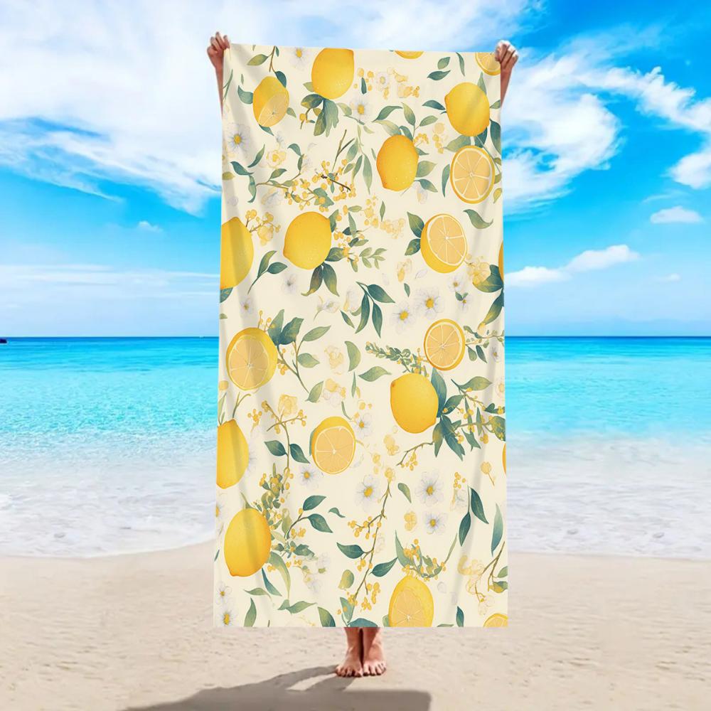 Vibrant Summer Fruit Print Beach Towel Oversized Microfiber Towel for Vacation Camping Swimming and Outdoor Use