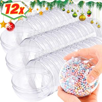 12/1 יחידות כדורי חג המולד חלולים פלסטיק שקוף כדור DIY למילוי קישוטים לתלייה על עץ חג המולד עיצוב למסיבת בית מתנות