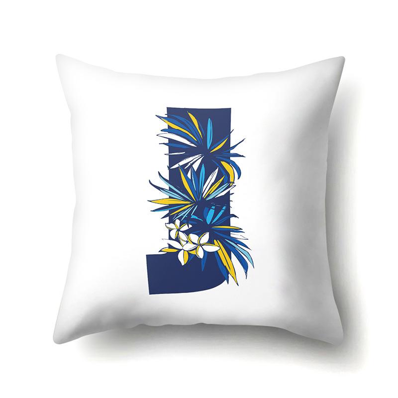 Polyester Pillowcase Tropical Plant Parrot Bird 26 English Letters Home Cushion Cover Bedside Cushion Cover