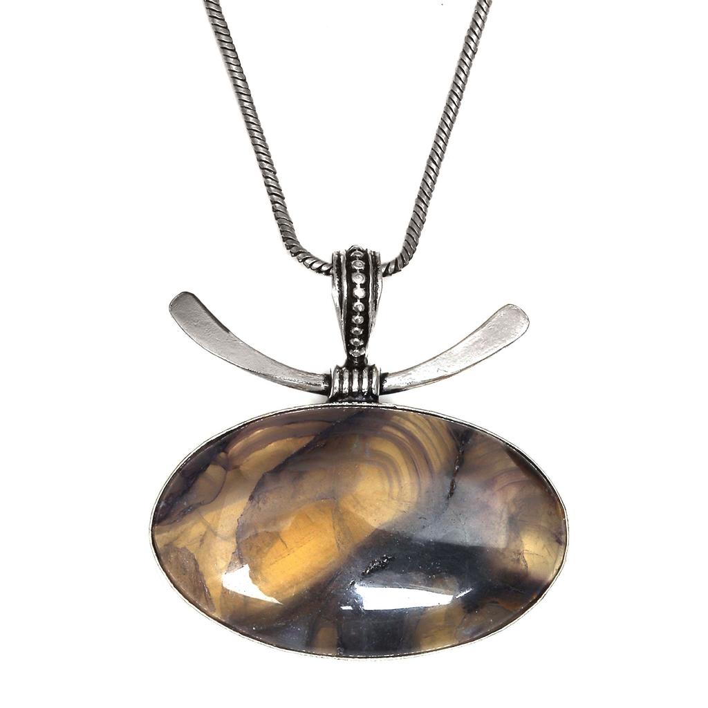 Fluorite Gemstone Handmade Women's Unisex Silver Jewelry Pendant 1.75