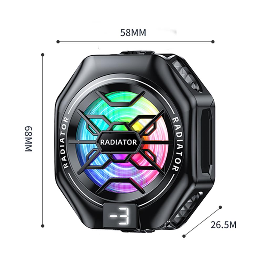 Mobile Phone Semiconductor Cooling Radiator 2 in 1 Magnetic/Back-clip 3 Gear Adjustable Phone Cooling Fan with Digital Display