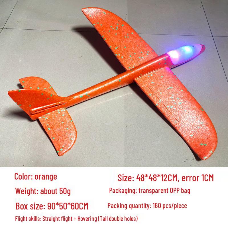 Children's 48CM Luminous Foam Glider Toy - Pure White Model for Outdoor Play