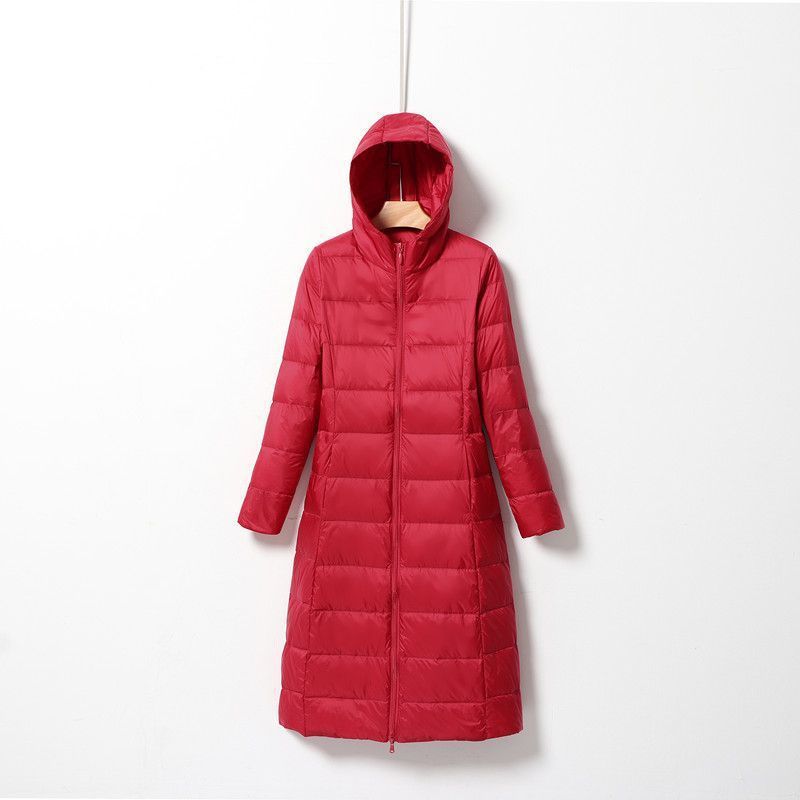 Women Hooded Long Puffer Jackets White Duck Down Autumn Winter Ultra Lightweight Keep Warm Coats