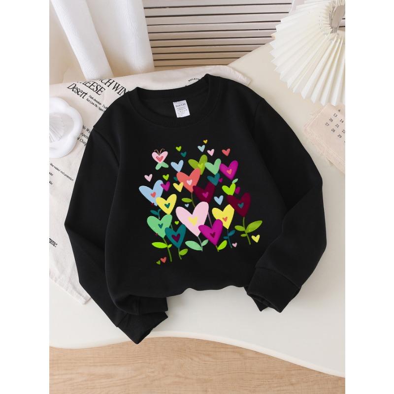 European sizes Kids Sweatshirts, Girls' Autumn Winter Orange Slice Splash Print Long Sleeve Round Neck Sweatshirt, Casual Daily Wear.
