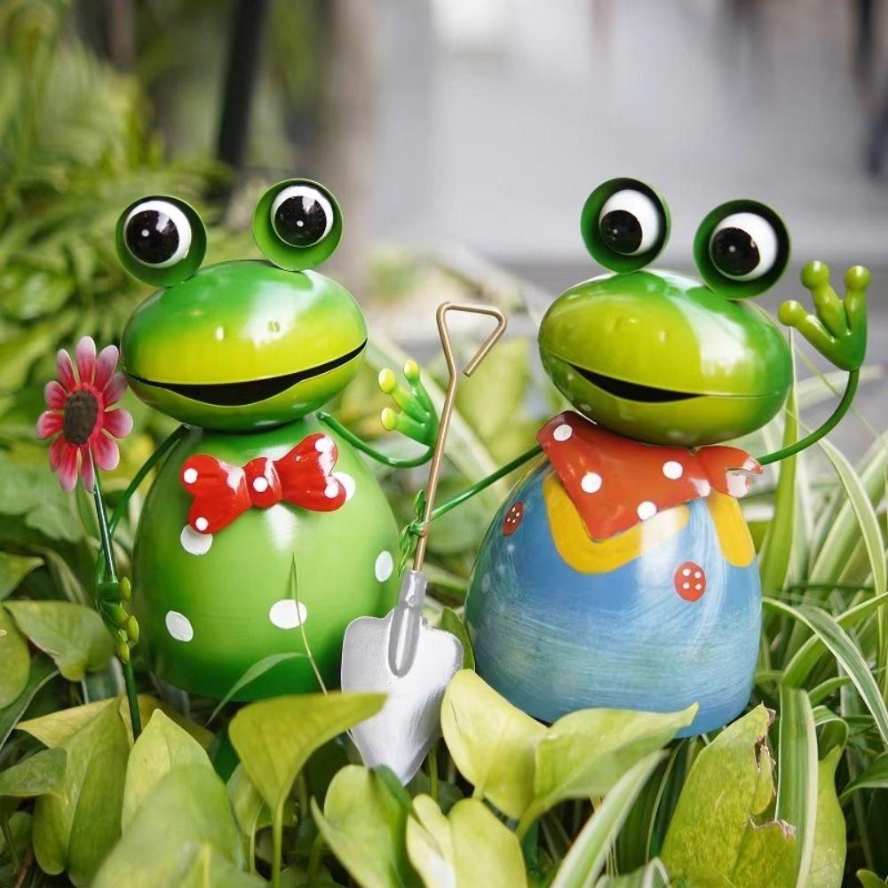 Creative 3D Frog Figurine Metal Animal Miniatures Sculpture Garden Decor Frog Statue  Garden