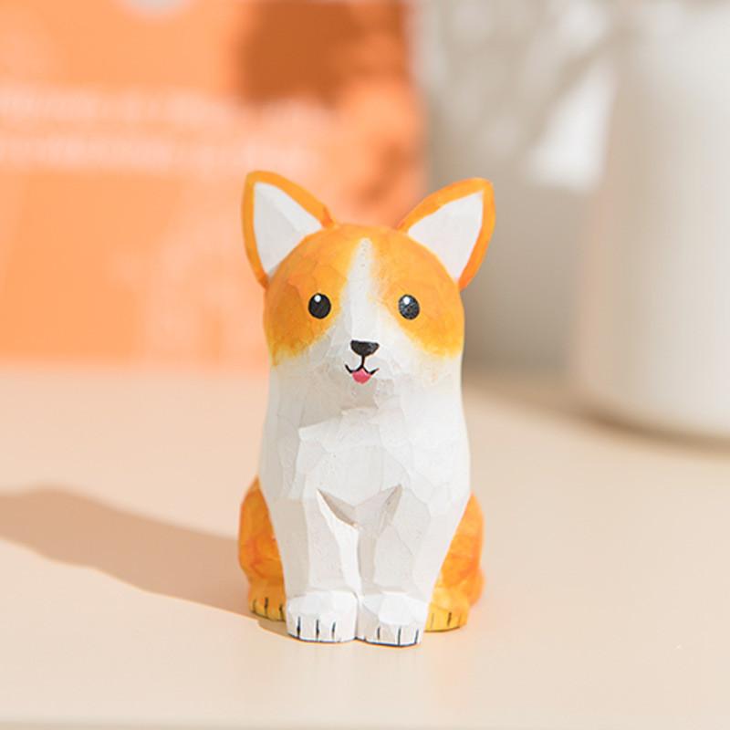 Wooden Dog Cartoon Desk Ornament Handmade Gift For Dog Lovers