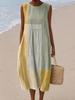 Sleeveless dress 26 new shrink pleated large version loose casual round neck digital printing - bamboo hemp